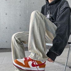 现货水洗渐变黑灰色牛仔裤男款美式vibe风裤子高街潮牌修身直筒微，男装牛仔裤，星座218-1（原230）