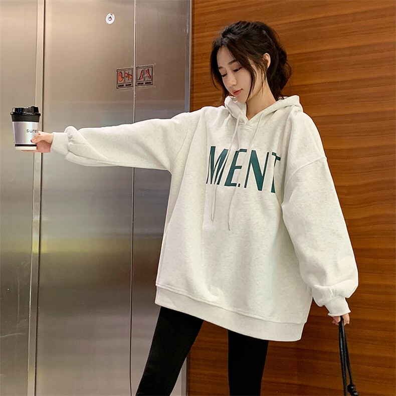 卫衣女秋冬加绒加厚连帽2021年新款小众oversize厚款冬季微胖冬装,女装卫衣/绒衫,梦懿尔