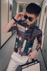 312A-240-P55新款社会小伙中袖衬衫韩版潮流男士五分袖衬衣B，男装T恤，星座312A-5