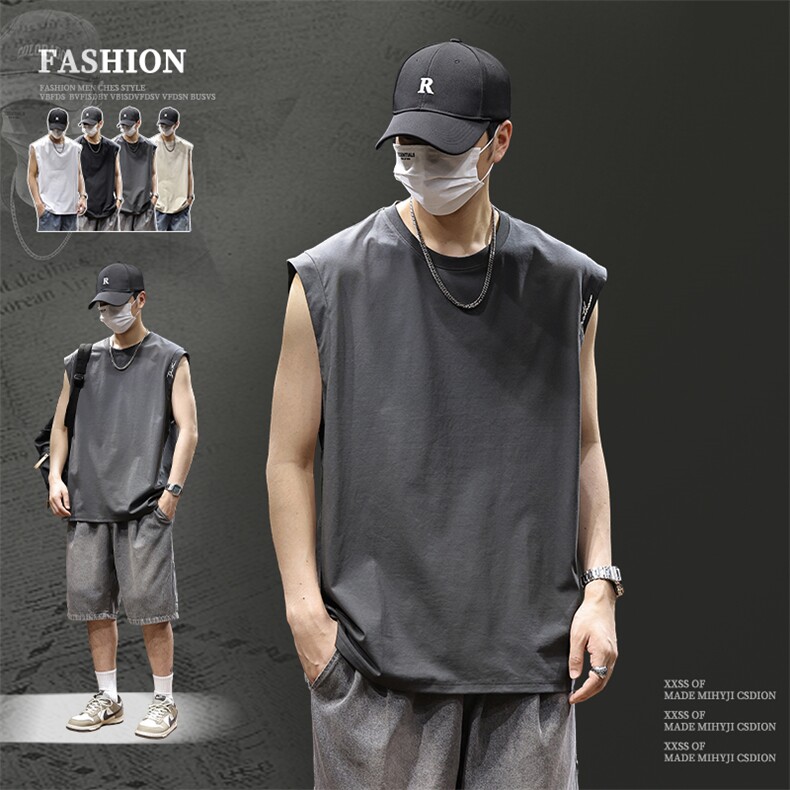 2026新款凉感背心男士夏季宽松大码运动吸汗无袖t恤潮薄健身坎肩，男装背心/马甲，电商D215