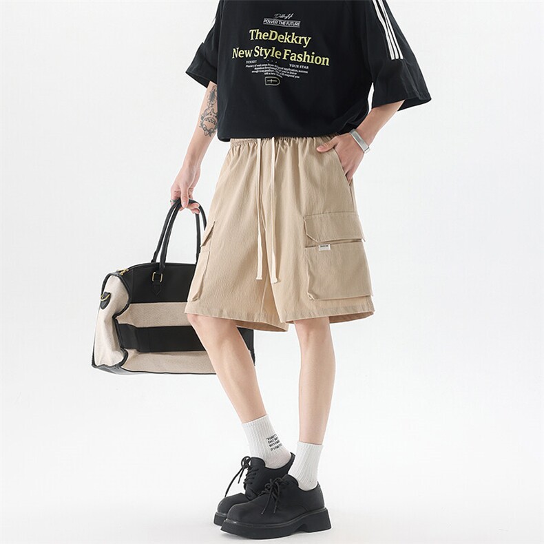 8XL-M 特大码冰丝短裤男五分裤褶皱休闲裤工装中裤DK1504P45控68图片