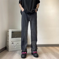 渐变牛仔裤美式ins高街复古直筒长裤夏秋痞帅潮牌男裤子RK806-P43，男装牛仔裤，星座412-3