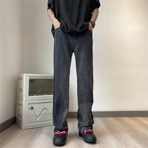 渐变牛仔裤美式ins高街复古直筒长裤夏秋痞帅潮牌男裤子RK806-P43图片