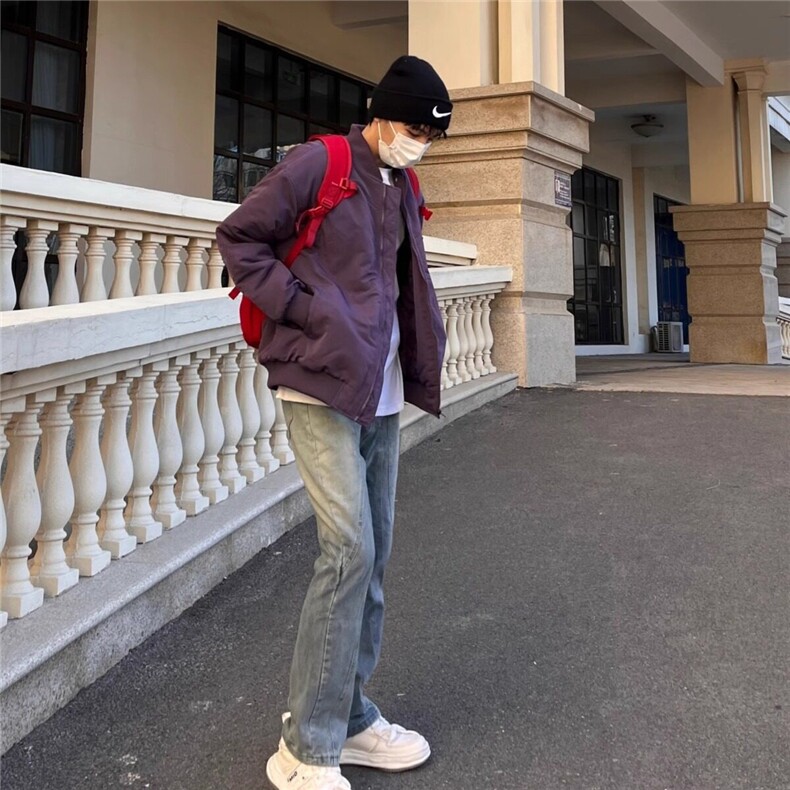美式高街设计感做旧拼接牛仔裤男潮牌复古宽松显瘦百搭微喇叭长裤,男装牛仔裤,星座506A