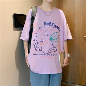 潮牌chic卡通印花圆领短袖T恤大码宽松潮tee517A-1-T902-P28控38图片
