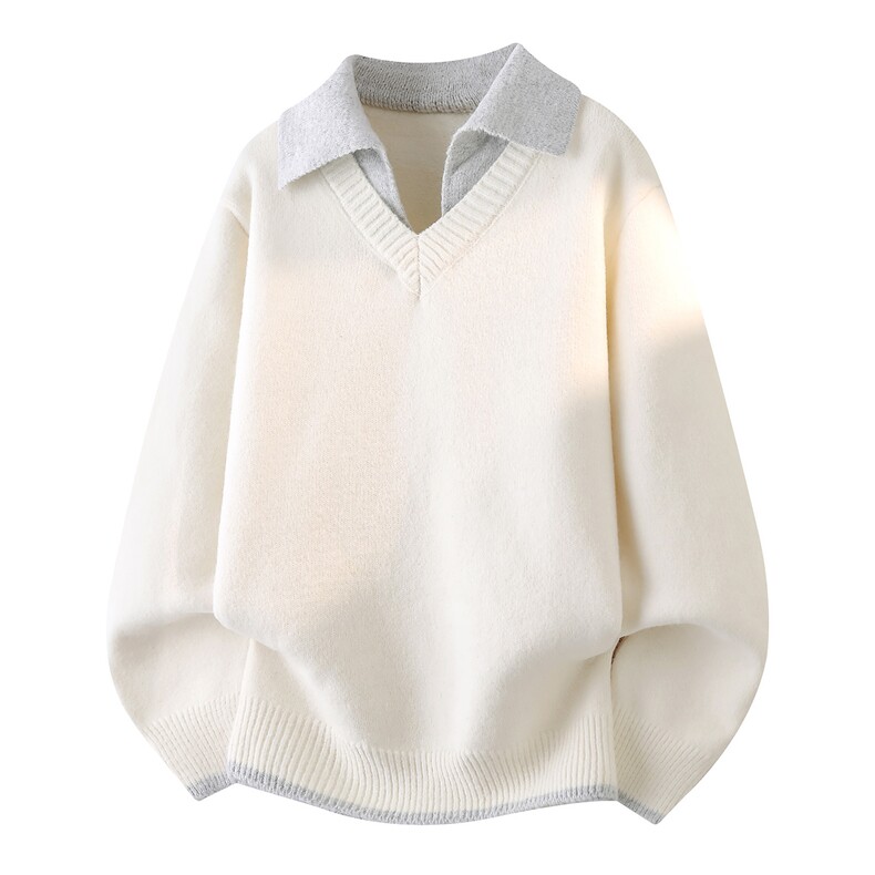 MY2118-TP45假两件高品质衬衫领针织衫打底衫长袖套头毛衣外套，男装T恤，电商A320