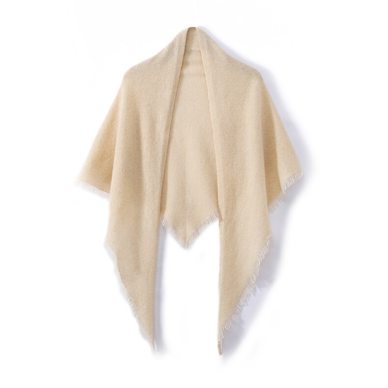 法式高端100纯羊毛流苏三角披肩围巾女2025新款护肩保暖披风外搭，披肩，羿纯羊绒