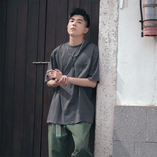 日系美式复古破洞短袖体恤嘻哈潮牌宽松tC309B-T78-P43-X59，男装T恤，电商C309B