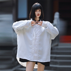 中性新复古新中式原创宽松设计衬衣手工扣森系提花长袖衬衫30511，男装衬衫，星座305A（原312A-1）