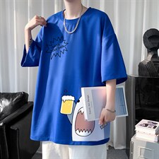 HT73137-P22华夫格t恤男短袖男大码五分袖短句风，男装T恤，电商A040