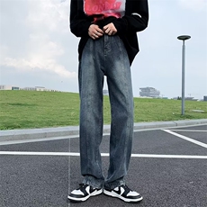 做旧阔腿牛仔裤男春秋美式vibe裤子高街ins复古垂感直筒裤964-p45，男装牛仔裤，星座1008