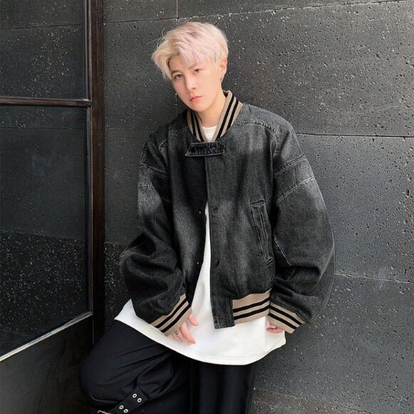 美式复古宽松水洗牛仔外套短款棒球服夹克休闲百搭夹克JK8948图片