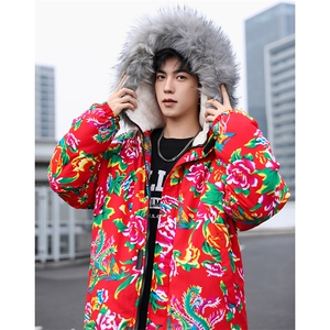 Q2情侣羊羔毛大毛领男女棉衣棉服新中式团队表演出汉服保暖防寒潮图片