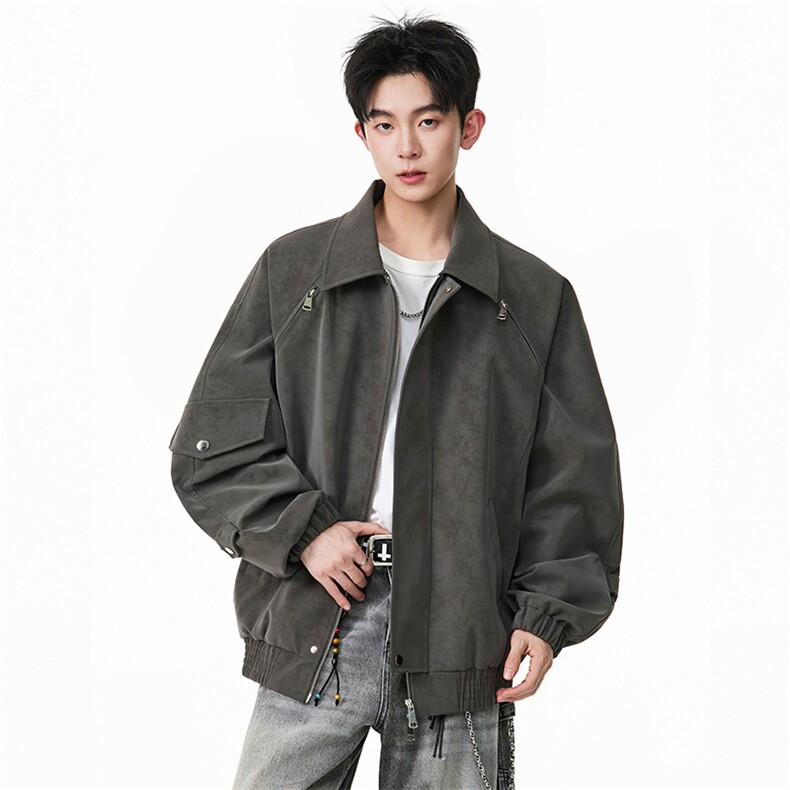 潮流高街扎染皮衣上衣夹克拉链设计感机车服C61321-TP75148,男装夹克,电商A102