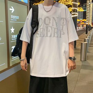 美式街头t恤男短袖潮牌潮流ins夏季新款烫钻印花宽松上衣T351-p25图片