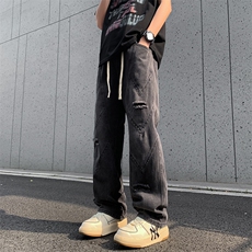 宽松牛仔裤男款潮牌美式高街vibe夏季直筒裤子N902-P50，男装牛仔裤，星座308B-2