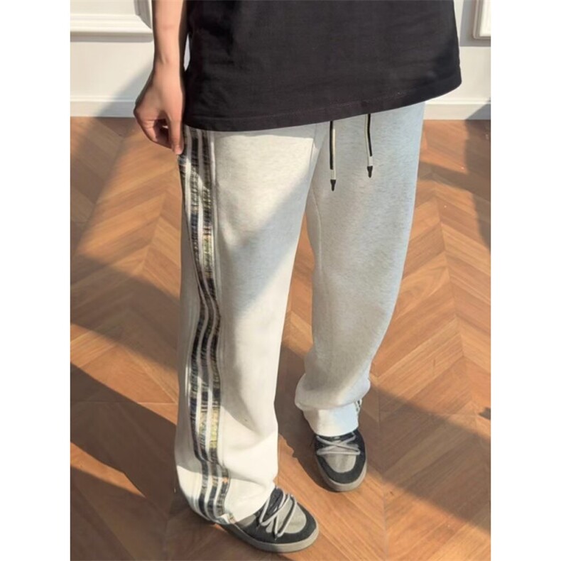 网络图，三条杠条纹男款休闲运动裤直筒卫裤XZ3020B-1-X21P38,男装休闲裤,星座302B-1