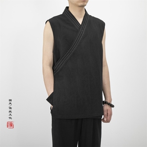 夏装风男装棉麻男士无袖汉服外套T008P70图片