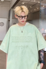 钢印字母麂皮绒XY5518-TP20控价38夏五分袖T恤男大码圆领体恤，男装T恤，电商A102-1