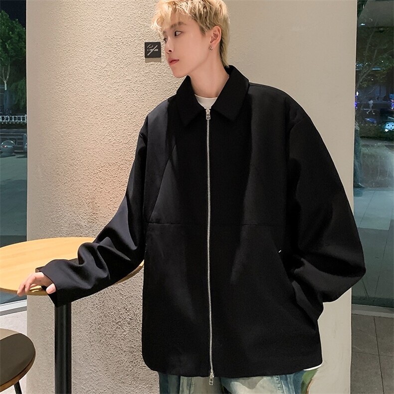外套男高级感体制内穿搭行政夹克秋冬新款黑色棒球服W6021-P52图片