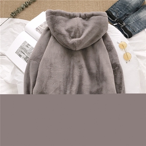 仿兔毛连帽双层加厚有弹性里布 纯色毛绒卫衣A158-703-P78图片
