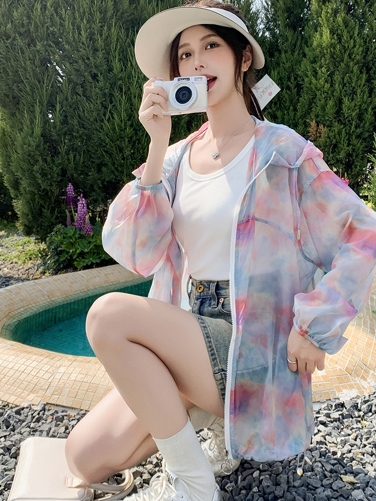 多巴胺紫色绝美气质防晒服女夏季韩系小个子海边轻薄连帽防晒衣潮,女装防晒衣,蝶眷