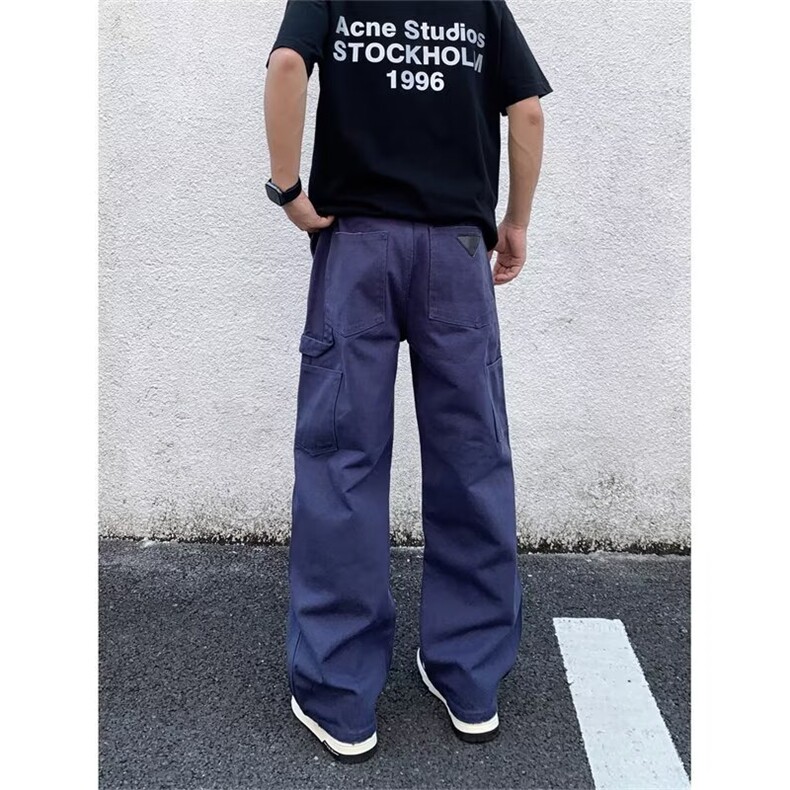 裤子男款秋季宽松直筒裤男工装多袋休闲裤青年运动长裤男裤弹力，男装工装外套，星座506A