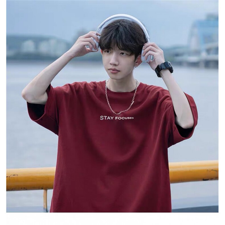 网图美式潮牌宽松纯棉短袖t恤五分袖上衣221-5/T1100/P25,男装T恤,星座221-5