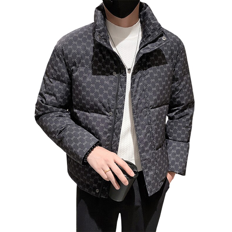 2025冬季新款社会小伙立领字母印花羽绒服男士外套B338-9901-P165,男装羽绒服,电商B328