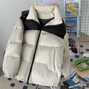 毛毯平铺 拼接撞色保暖面包服立领情侣棉衣A247-MY250特批50图片
