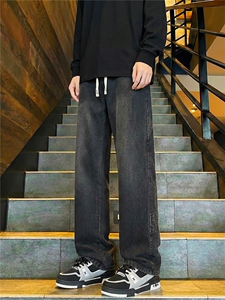 薄款直筒宽松牛仔裤ins春夏季宽松美式高街休闲裤透气牛仔裤图片
