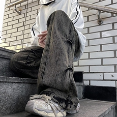 美式高街vintage牛仔裤男潮牌水洗宽松直筒工装阔腿裤N1013-P53，男装牛仔裤，星座308B-1