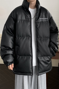 港风潮牌新款亮皮防水立领棉服潮流保暖棉衣M083S-P100控139图片