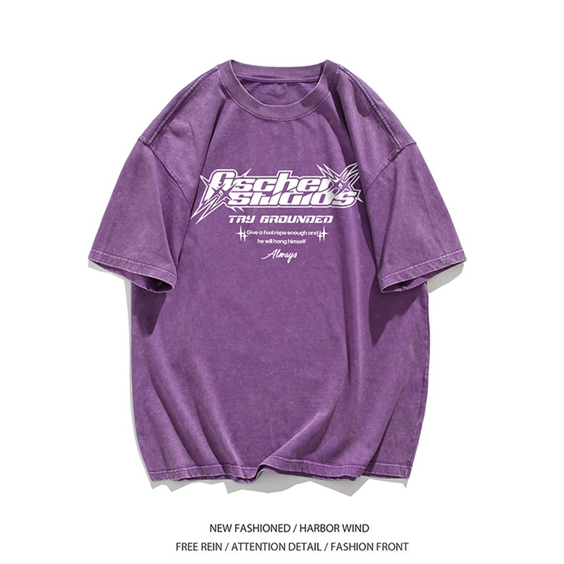 白底图蜡染做旧短袖男宽松休闲美式复古T恤男装ins潮EQ206,男装T恤,电商C306-1