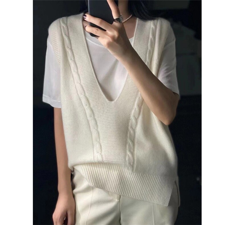 赔钱处理新款羊绒衫女100针织V领马甲套头背心韩版外穿羊毛小坎肩,女装马甲,珍珑羊绒