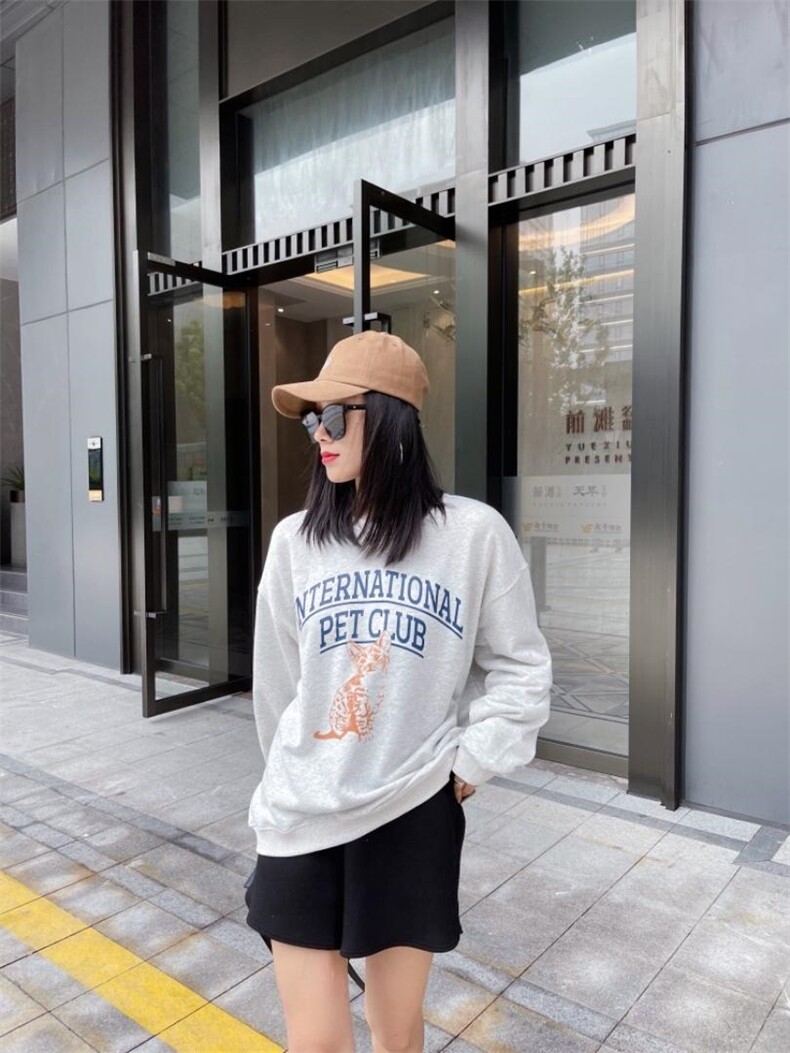 小猫图案卫衣，女装卫衣/绒衫，LL+