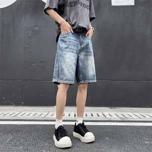 牛仔短裤夏季新款美式炸街复古痞帅情侣宽松时尚休闲五分裤图片