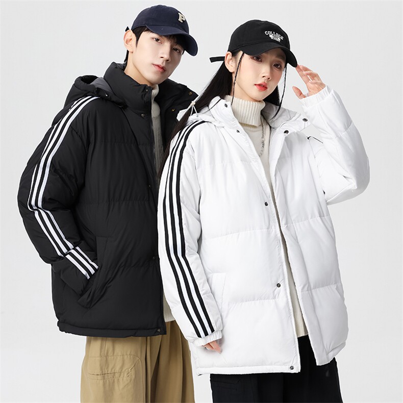 新款棉服冬季三条杠加厚连帽面包服情侣装韩版宽松棉袄MY3972-P90图片