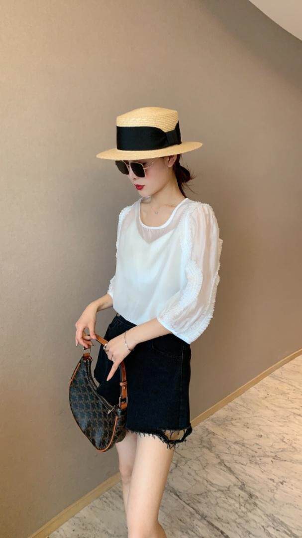 天丝荷叶边上衣，女装，玫丽梦