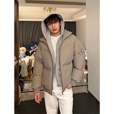 现货高品质重磅工艺美式高街假两件PU皮棉衣男女加厚棉服外套，男装棉衣，电商A486