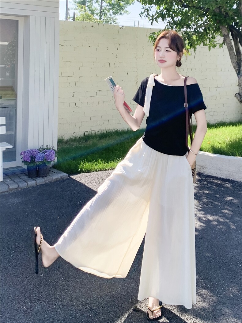 2026年夏季青春活力风拼接休闲/淑女两件套撞色,女装套装/套裙,秀美人生