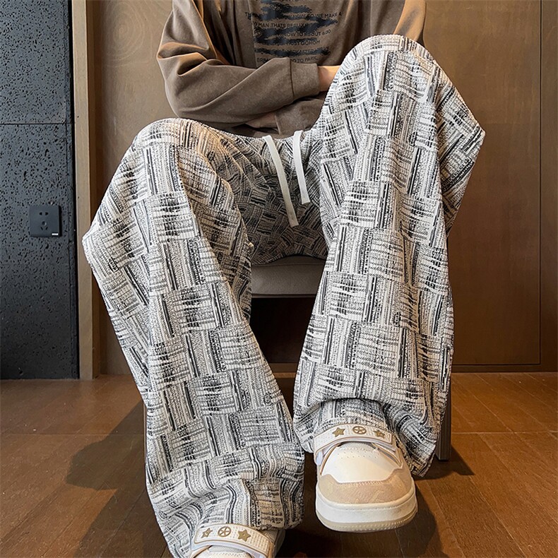 灯芯绒裤子男士春秋季2025新款宽松直筒卫裤阔腿运动男生休闲长裤图片