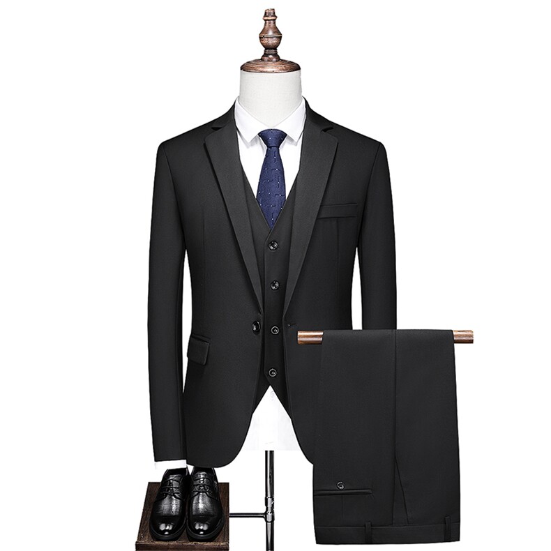 男休闲西装外套修身宴会礼服小西服纯色工装潮901三件套P140,男装西服套装,电商A056