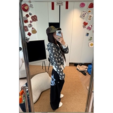 春秋新款宽松弯刀裤女高腰显瘦刺绣直筒休闲牛仔裤阔腿裤，男装牛仔裤，四季星座505
