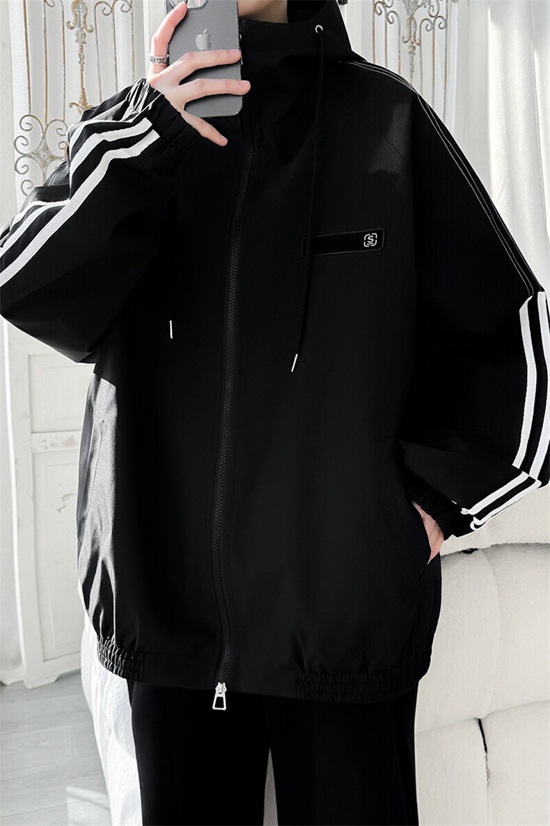 JK5009/P65春装新款连帽夹克男潮上衣感谢织带设计百搭外套,男装夹克,电商A141