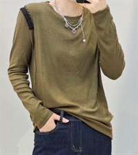 【现货]】秋季新款韩版休闲风针织衫T恤，女装T恤，那简