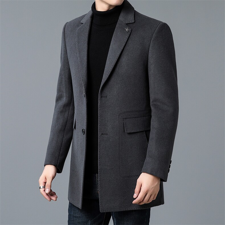 DZ38803钱塘2020-3冬季厚款商务休闲时尚中年男士西服大衣P240,男装毛呢大衣,钱塘207-3