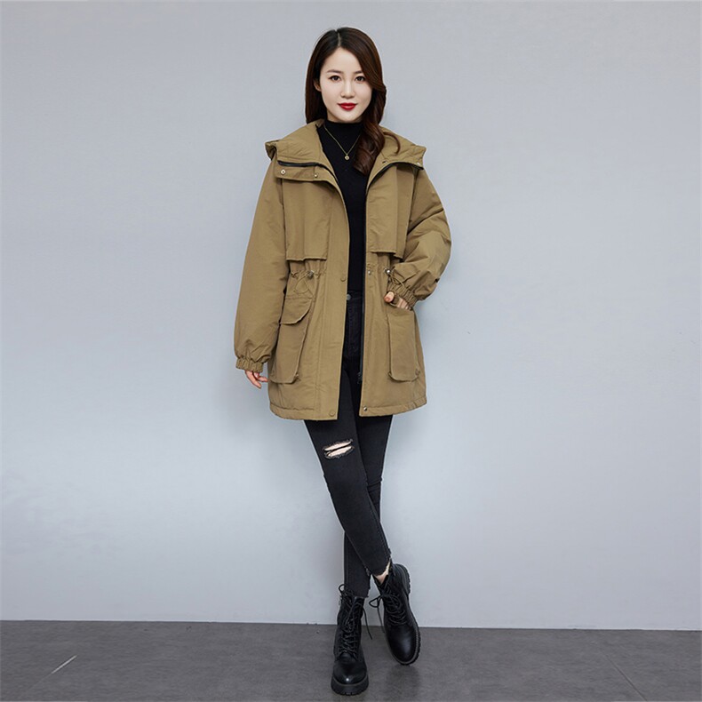 现货。时尚牛仔拼接长袖连衣裙女秋冬季新款显瘦气质外套百搭休闲,女装棉衣/棉服,依万里