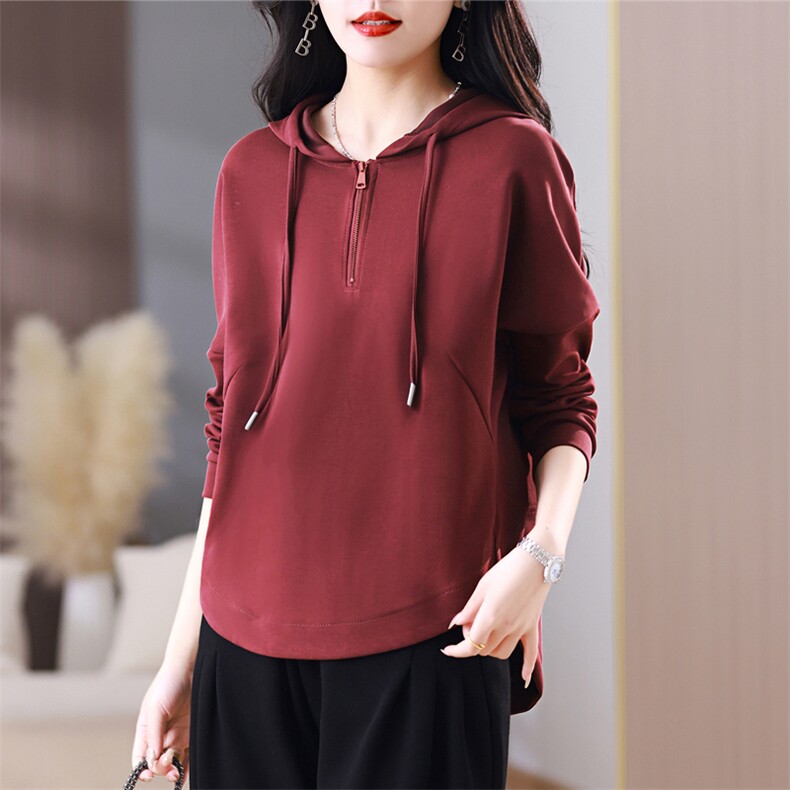 连帽套头卫衣女春秋2024新款中年妈妈装外套女士宽松长袖上衣小衫，女装卫衣/绒衫，璐依舞