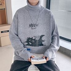 ！秋冬季潮流加厚高领毛衣男百搭印花针织衫毛线衫GM602P55，男装针织衫/毛衣，电商B220